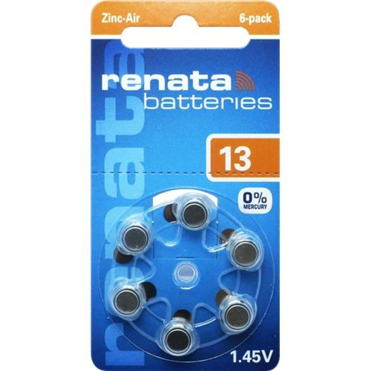 Renata 13 ZA Hearing Aid Batteries 6 Pack