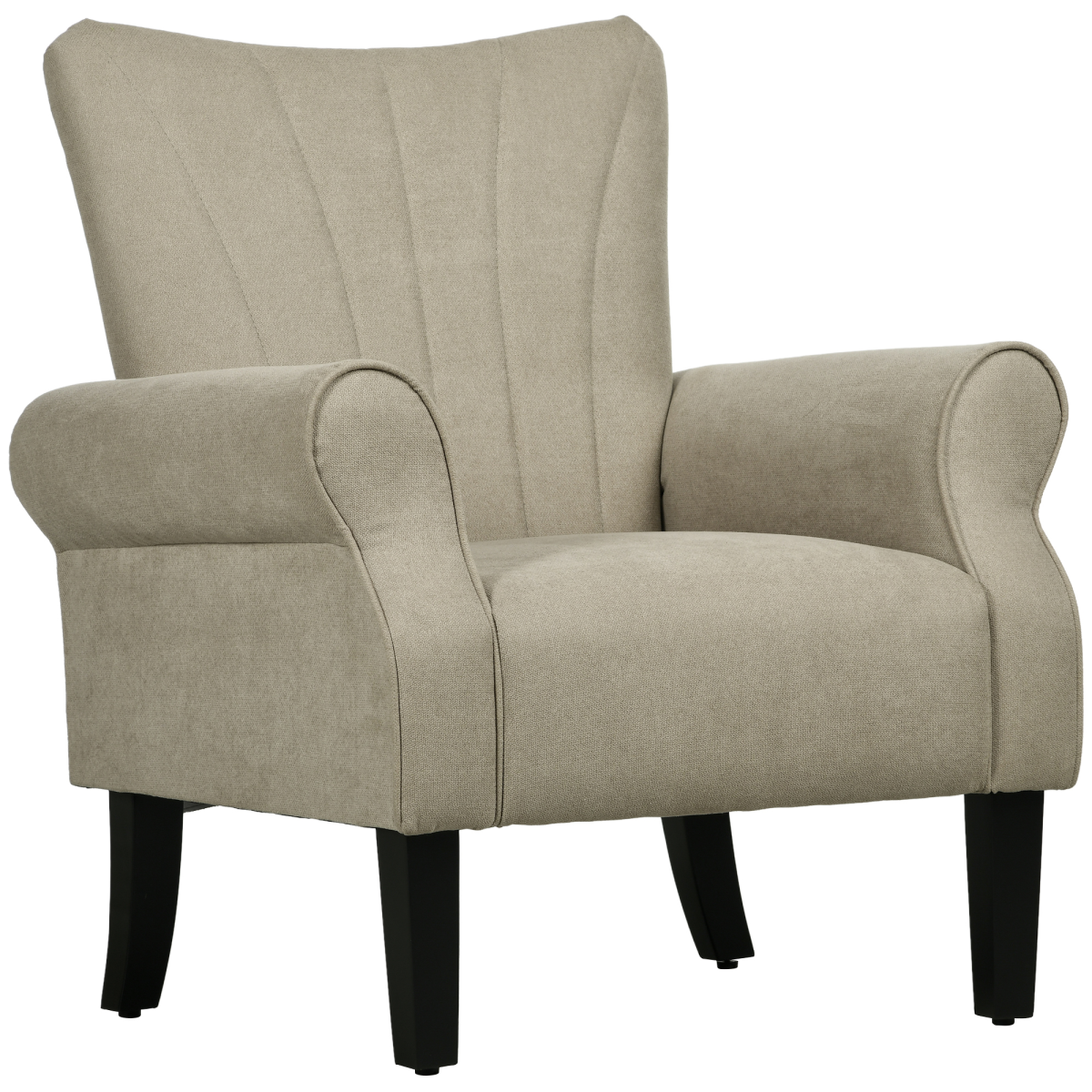 HOMCOM Upholstered Modern Accent Armchair with Wood Legs, Beige