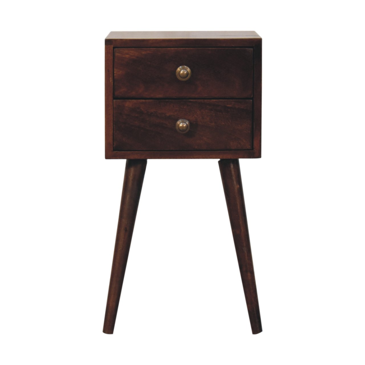 Artisan Furniture Solid Wood Mini 2 Drawer California Walnut Bedside, Dark Brown