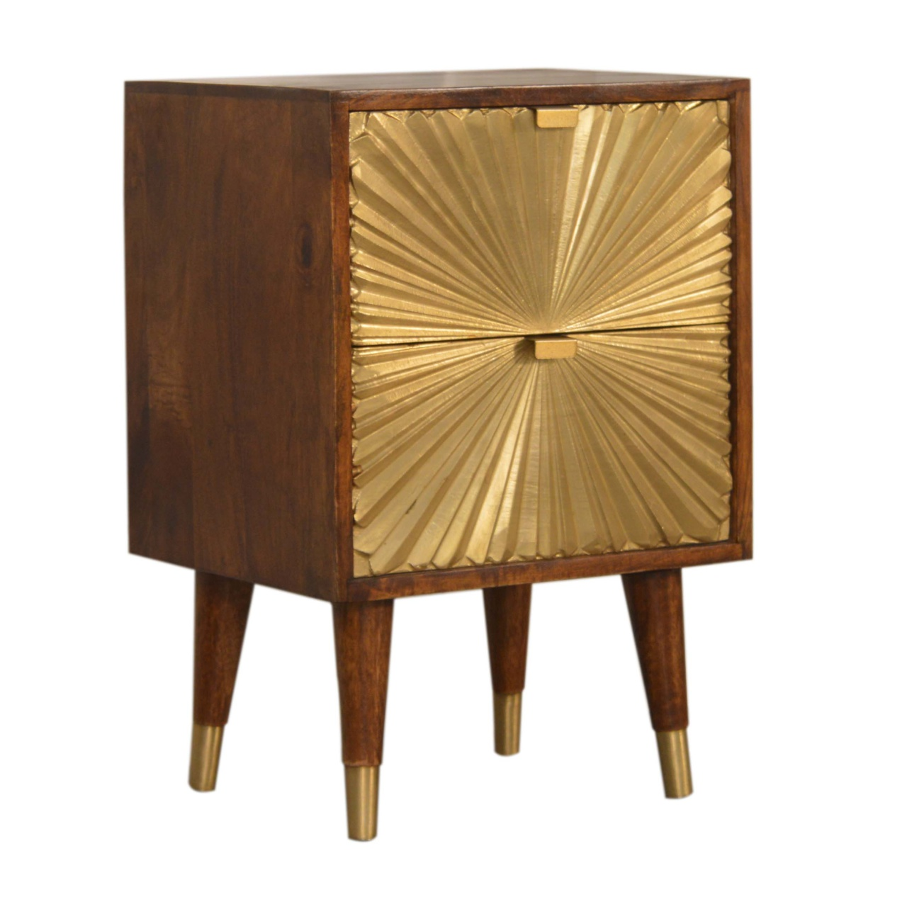 Artisan Furniture Solid Wood Manila Gold Bedside, Brown, 2 Drawers