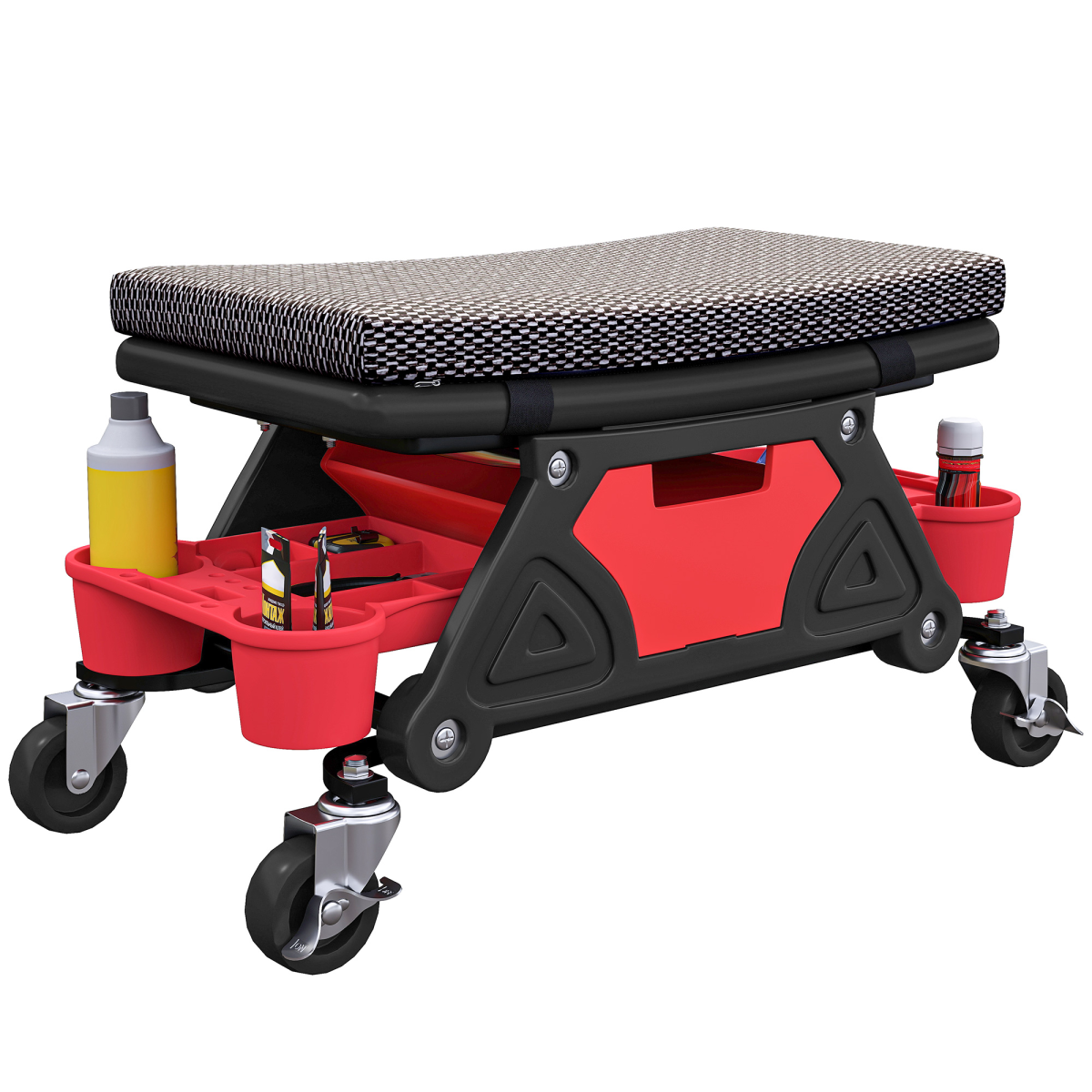 HOMCOM Rolling Mechanic Stool, 135kg Capacity, Black