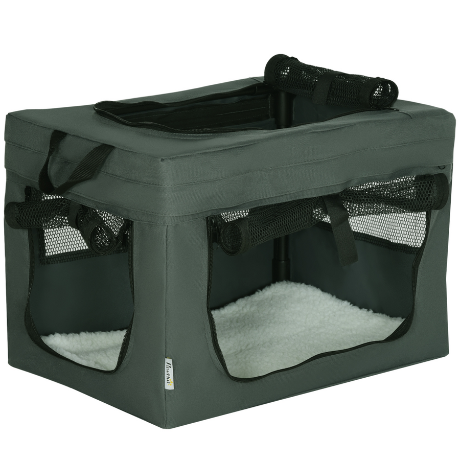 48.5cm Foldable Pet Carrier with Cushion - Grey
