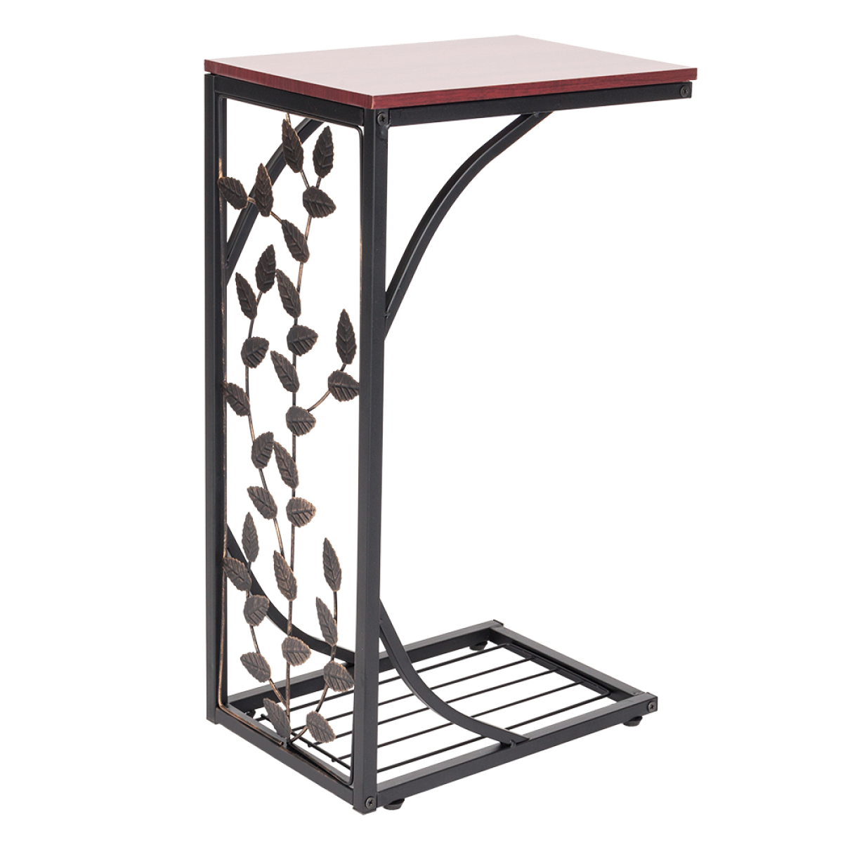 Leaf Pattern Iron Side Table Coffee Table Brown 54 x 30.5 x 21 cm