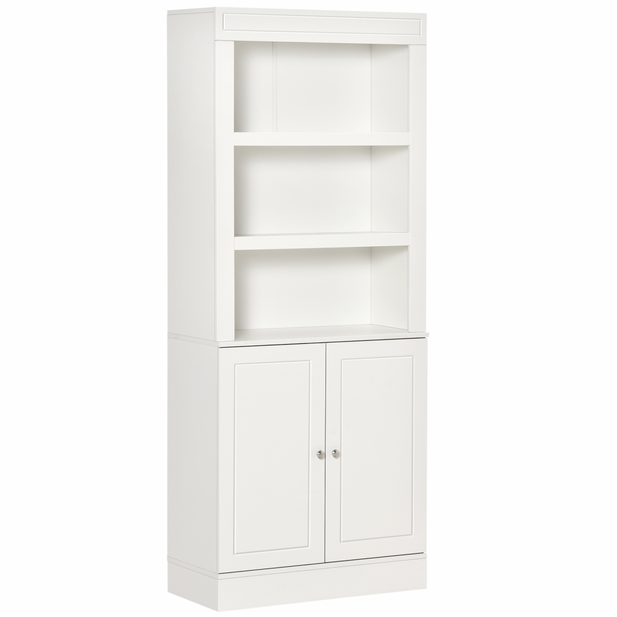 Kitchen Cupboard with 6-tier Shelving, Sideboard, Double-door, White