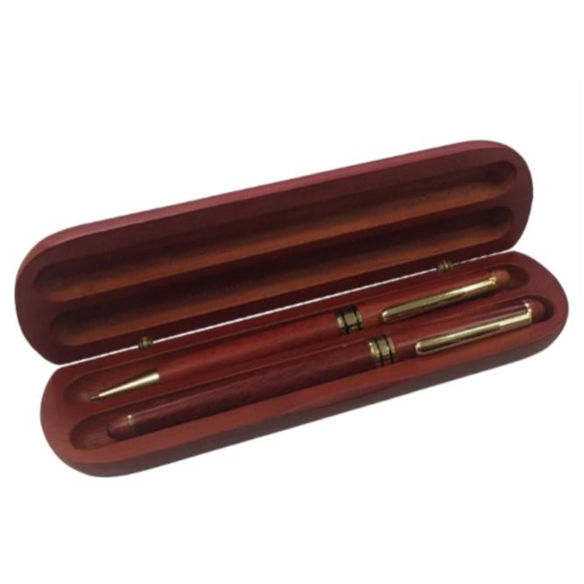 Imperial Wooden Dark Brown Gold Trim 2 Ball Pens IMP356R Gift Set - Refill