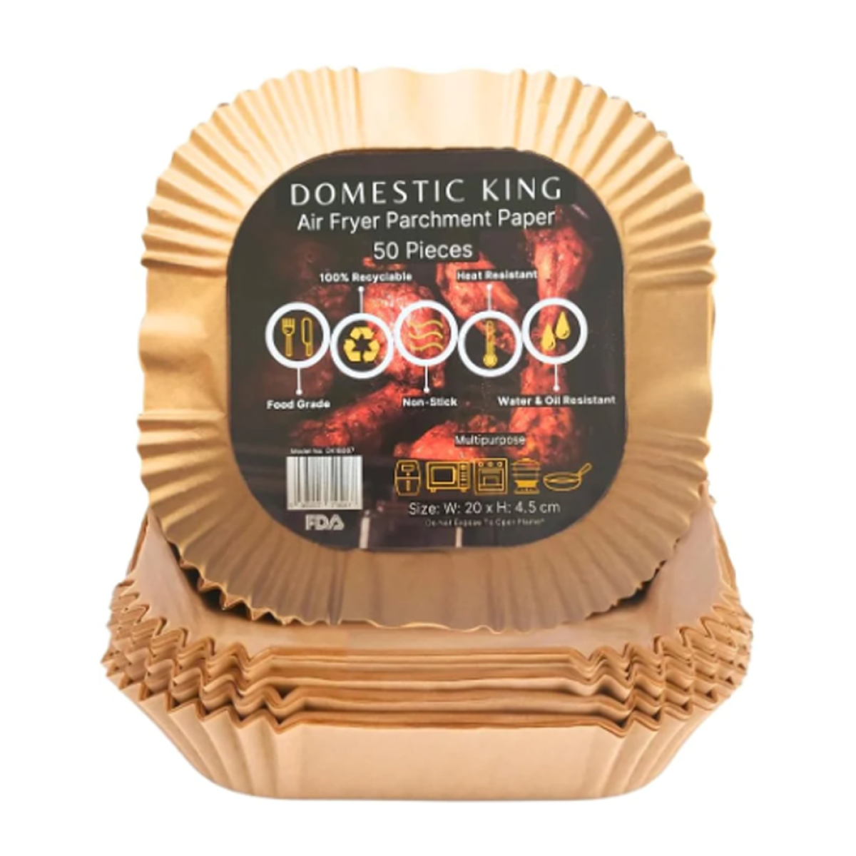 Domestic King 7.9in Air Fryer Parchment Liners 50pcs DK18087