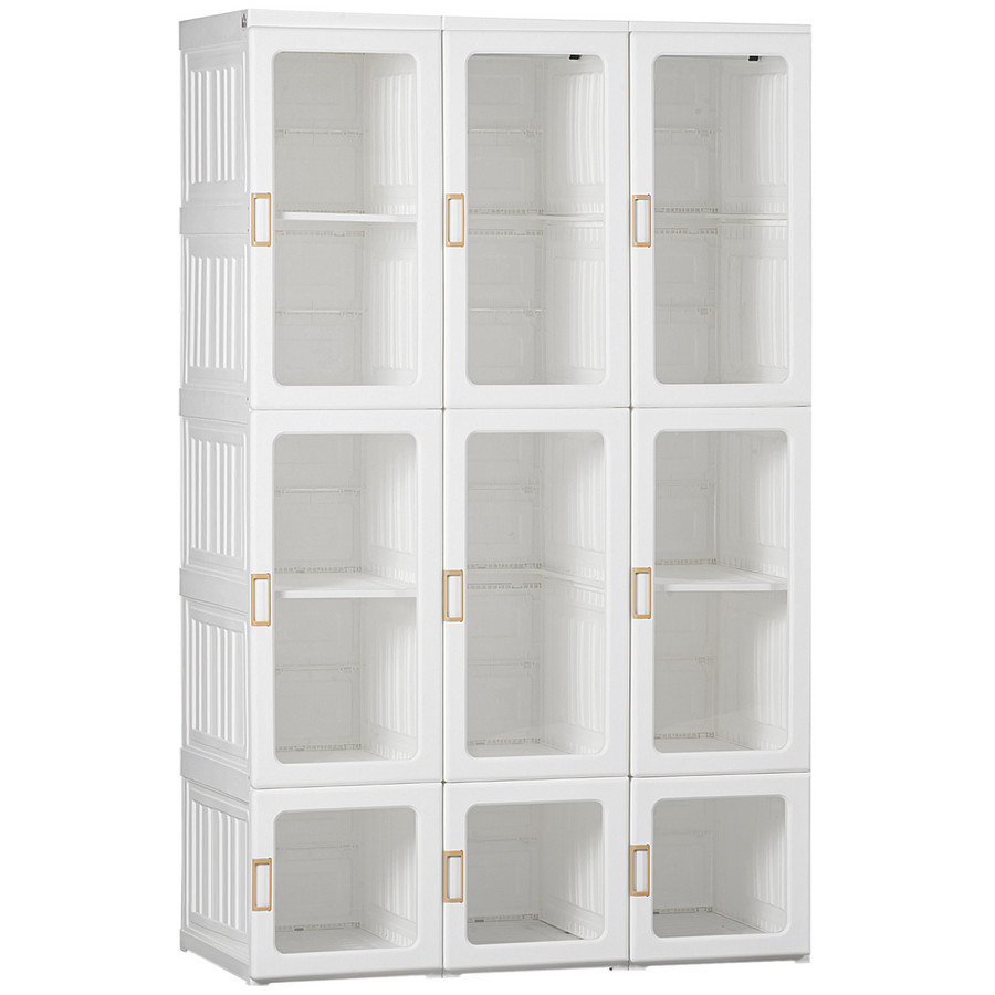 HOMCOM Portable Wardrobe, Clothes Organiser with Hanging Rods, White
