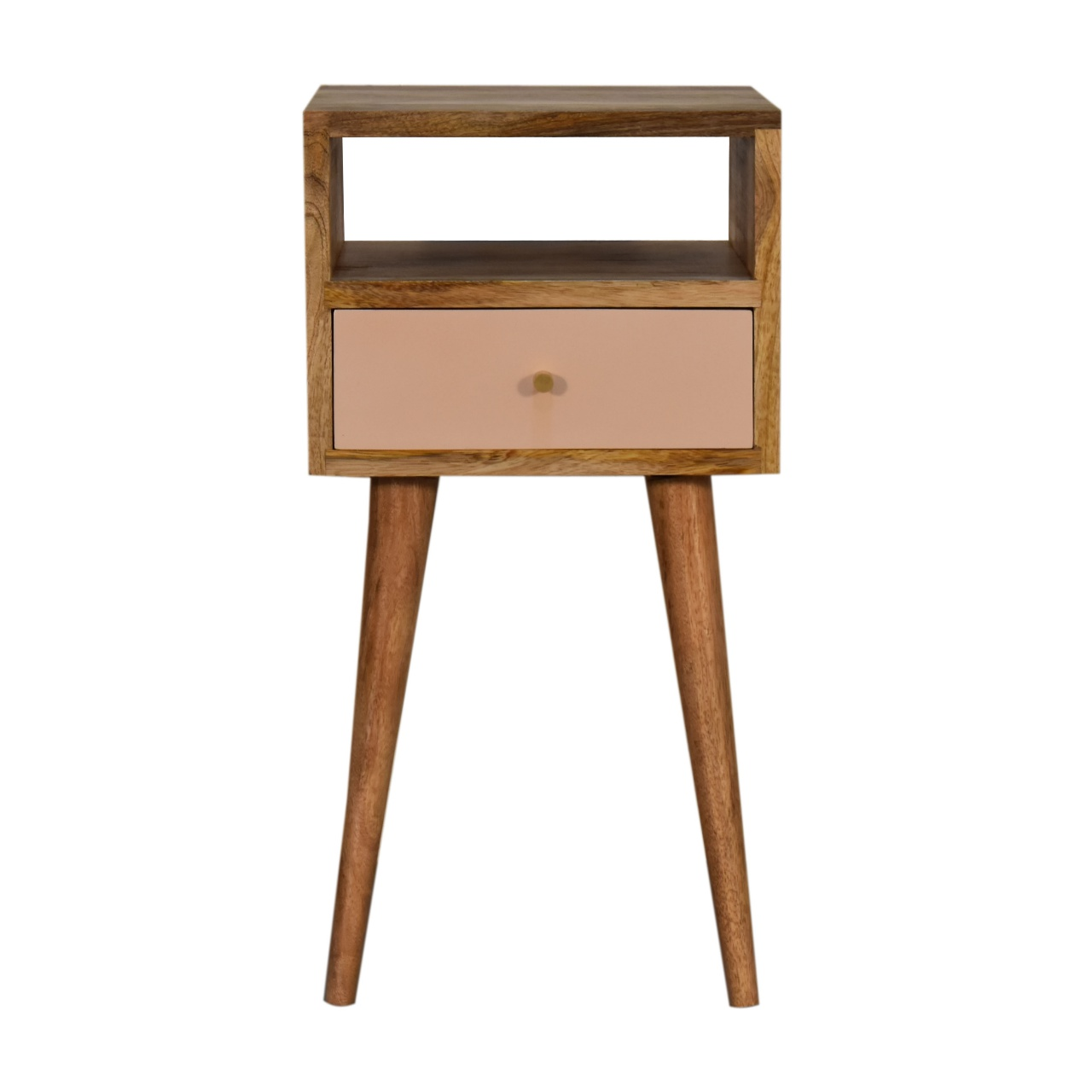 Artisan Furniture Solid Wood Mini Bedside, Brown & Pink, 1 Drawer, 1 Shelf
