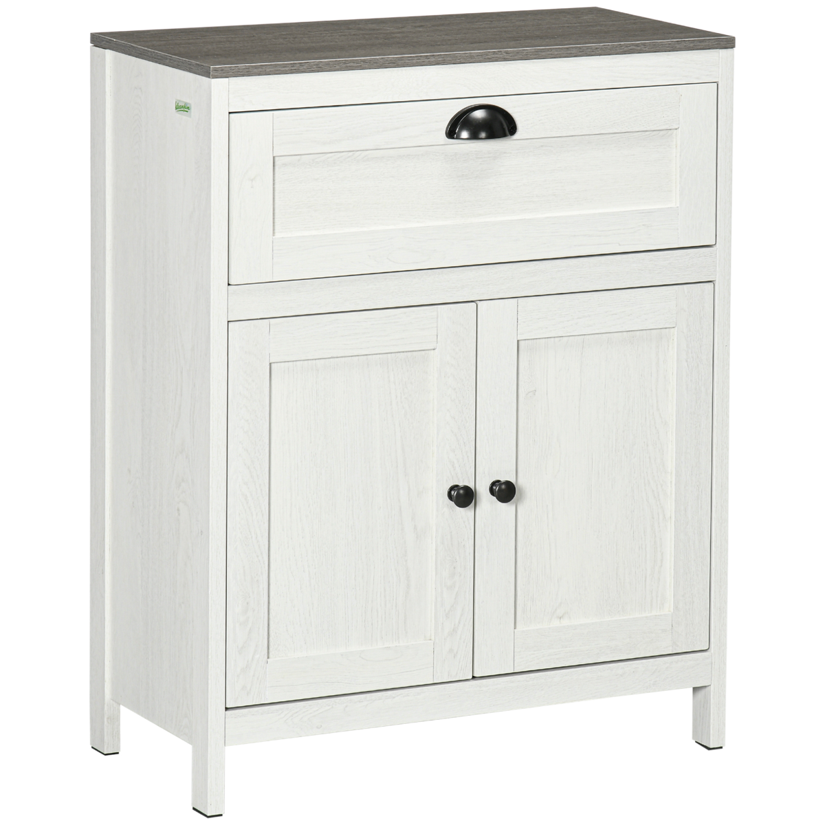 Bathroom Floor Standing Cabinet Storage Organizer with Drawer and Double Door, White