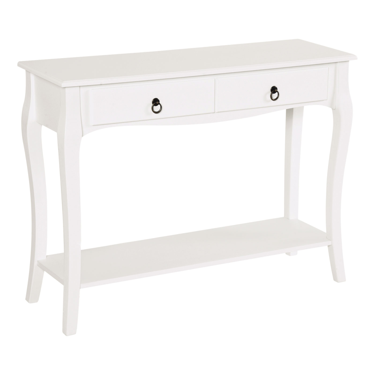 Console Table Storage Display Desk with 2 Drawers - Ivory White
