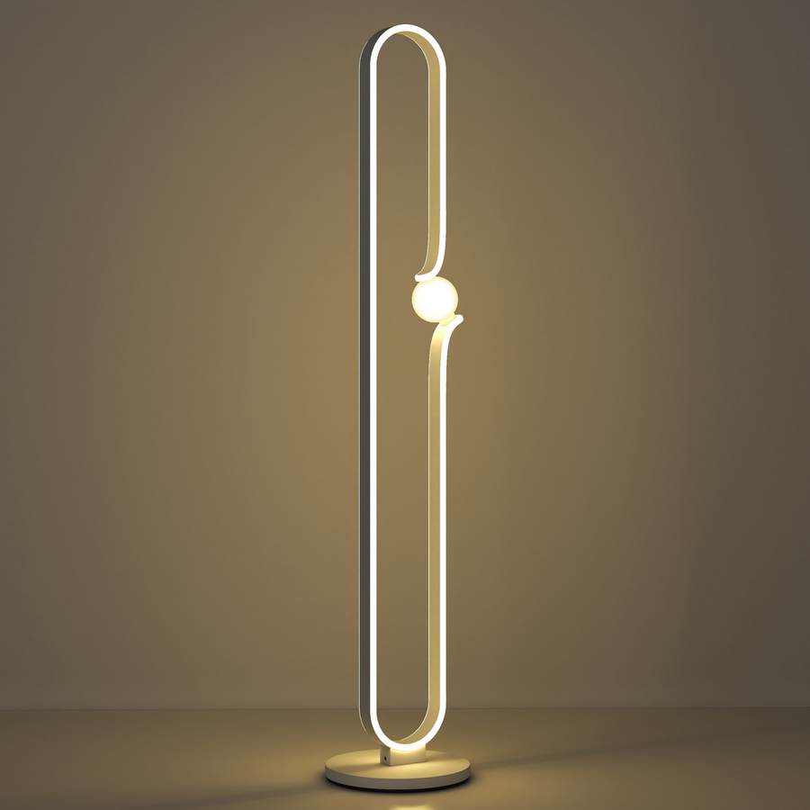 HOMCOM Dimmable LED Floor Lamp with Glass Night Light, Foot Switch, White