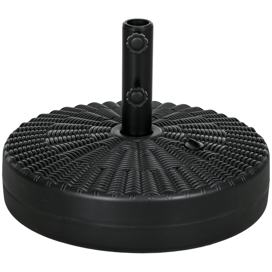 Round Umbrella Parasol Base with Rattan Effect, Plastic Parasol Stand, Black