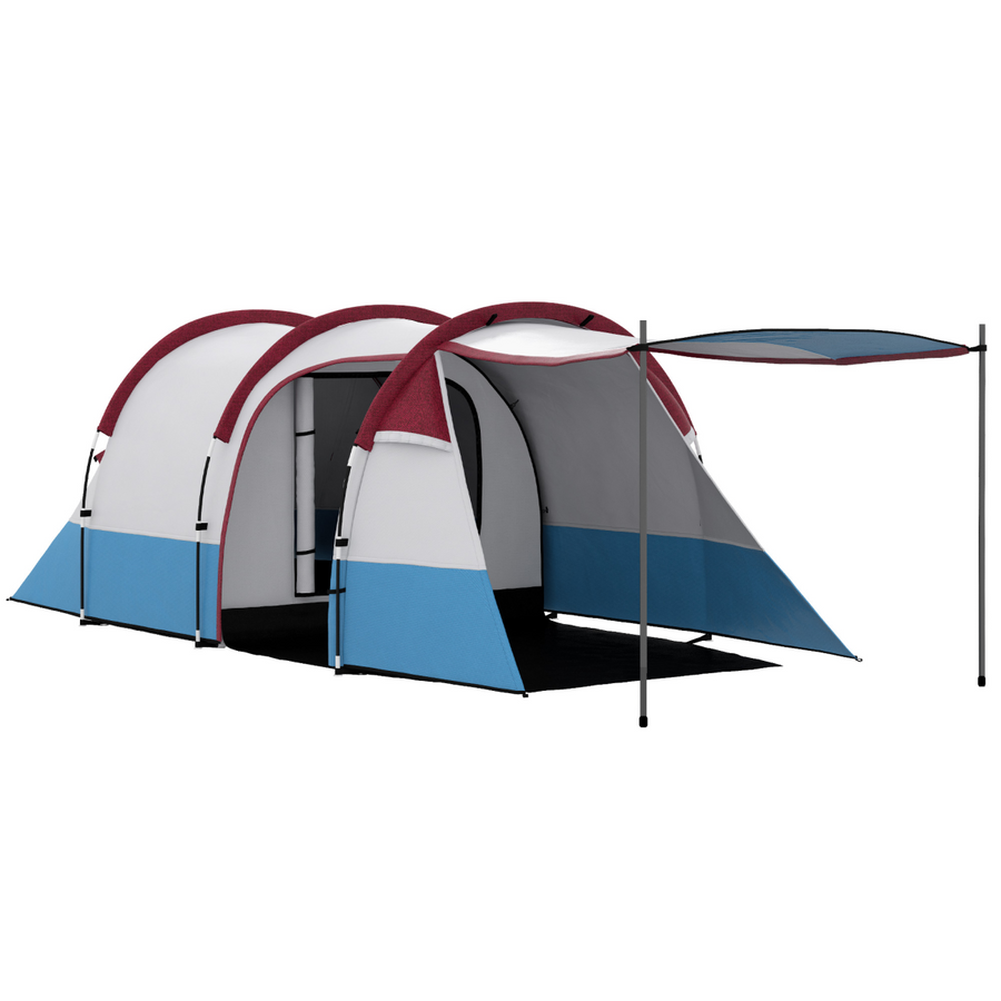 Outsunny 2-3 Man Camping Tunnel Tent with Bedroom and Living Room