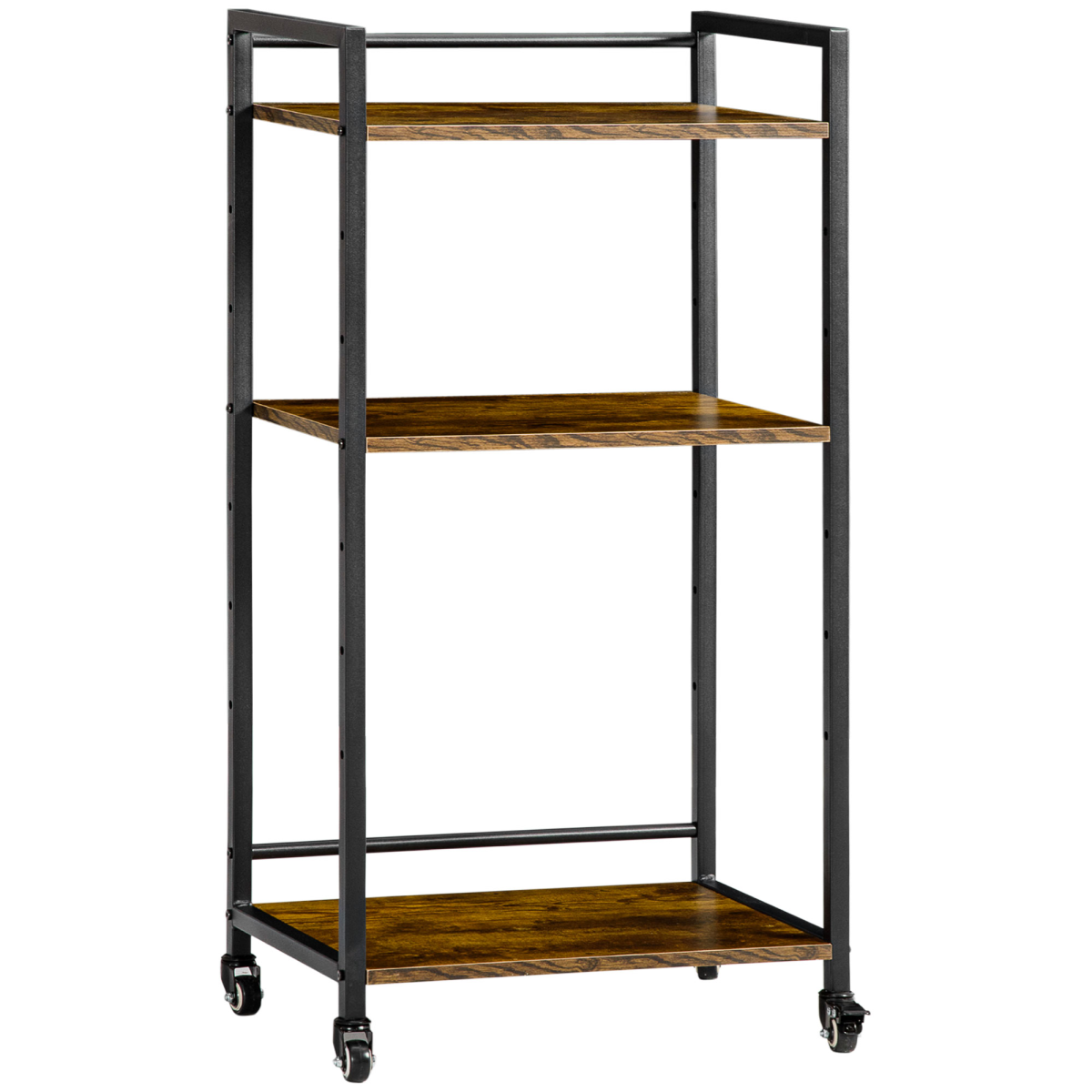 HOMCOM 3-Tier Printer Stand, Utility Cart, Rolling Trolley, Adjustable Shelves
