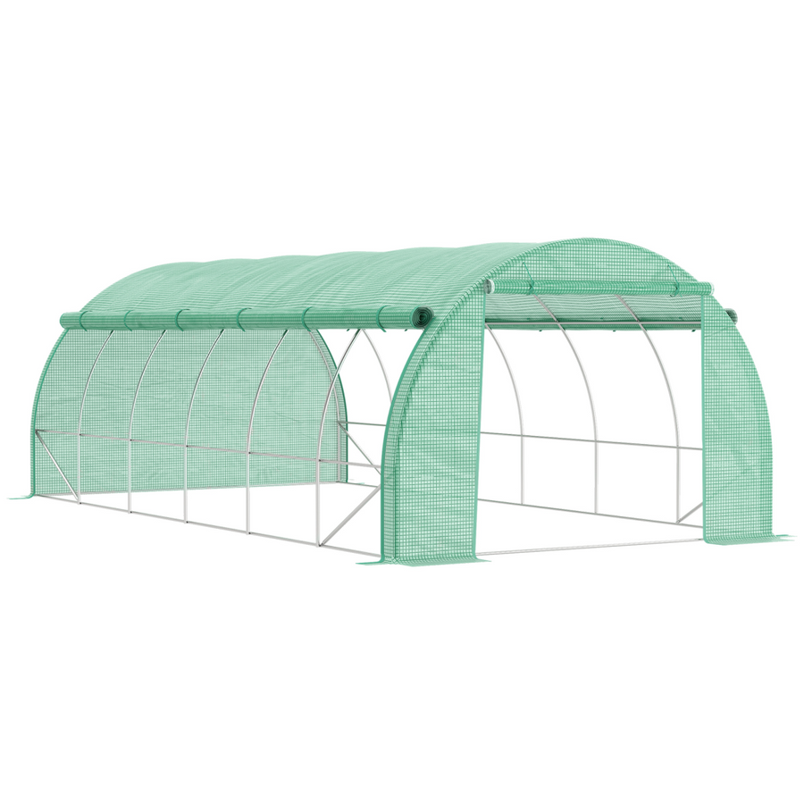 6 x 3 x 2 m Polytunnel Greenhouse Pollytunnel Tent w/ Steel Frame Green