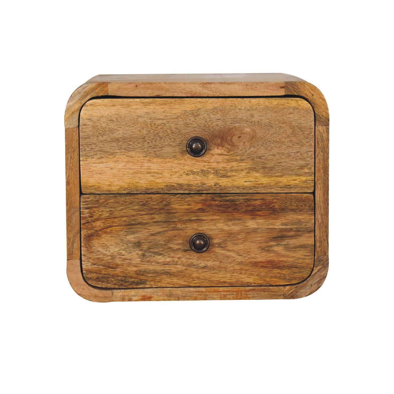 Artisan Furniture Solid Wood Mini Curve Oak-ish Floating Bedside, Beige, 2 Drawers