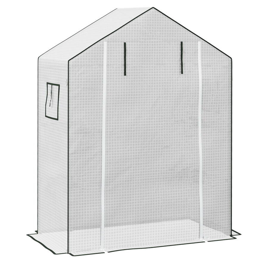 Outsunny PE Greenhouse Cover Replacement with Door and Mesh Windows, White