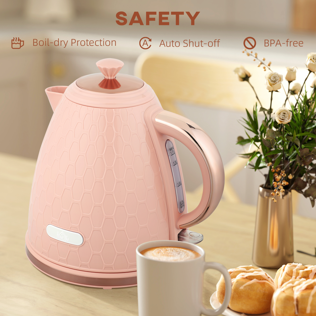 3000W Kettle, 1.7L, Light Pink/Pink