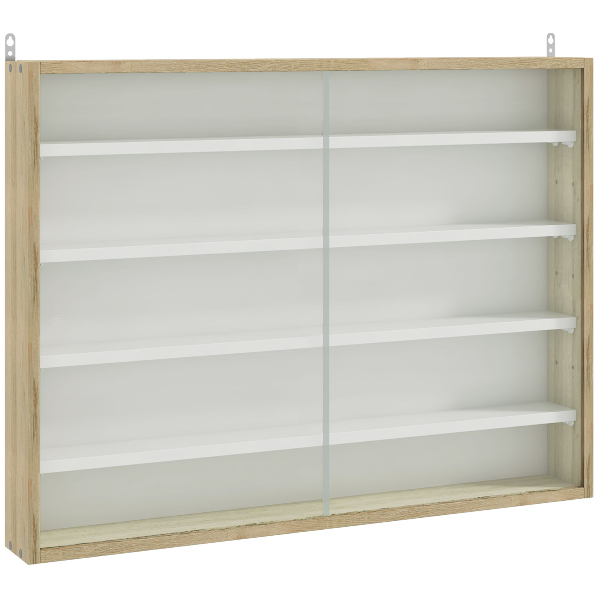 HOMCOM 5-Tier Wall Display Shelf Unit Cabinet with Shelves and Glass Doors