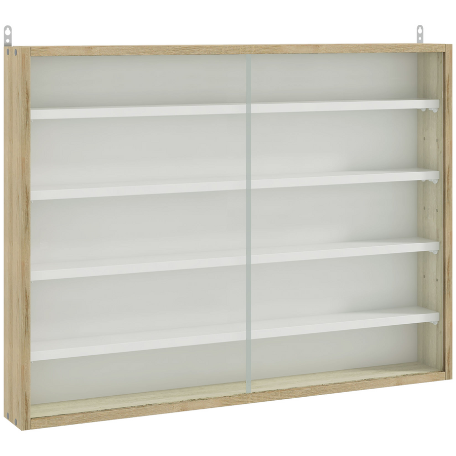 HOMCOM 5-Tier Wall Display Shelf Unit Cabinet with Shelves and Glass Doors