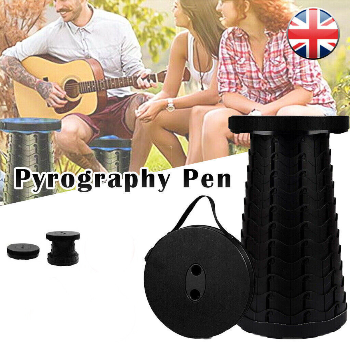 Folding Telescoping Portable Stool Adjustable Height UK