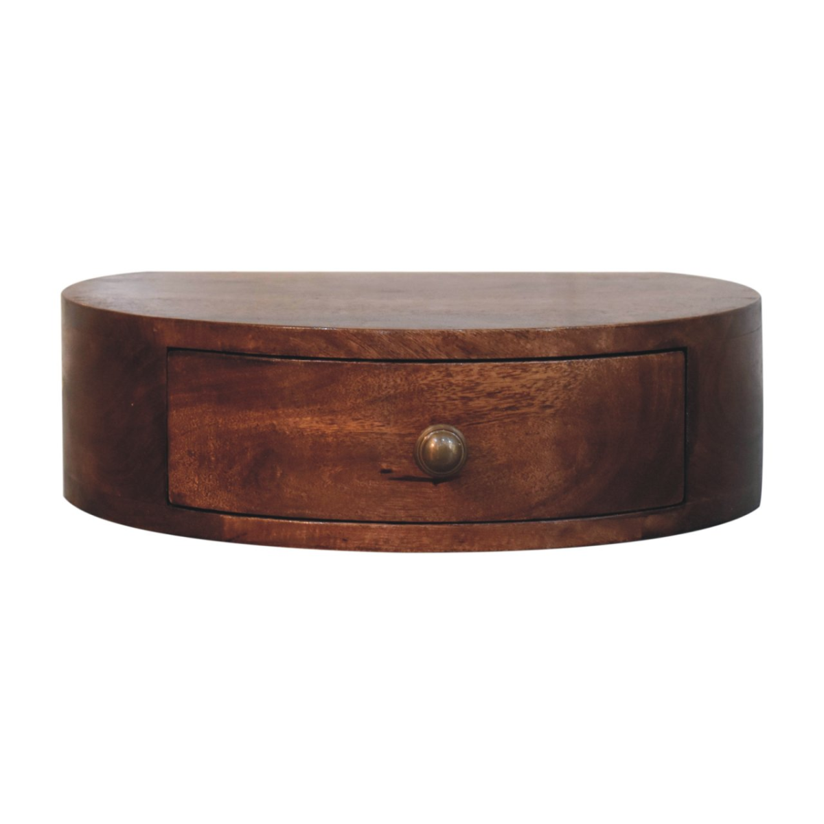 Artisan Furniture Solid Wood Honey Caramel Wall Mounted Rounded Bedside, 1 Drawer