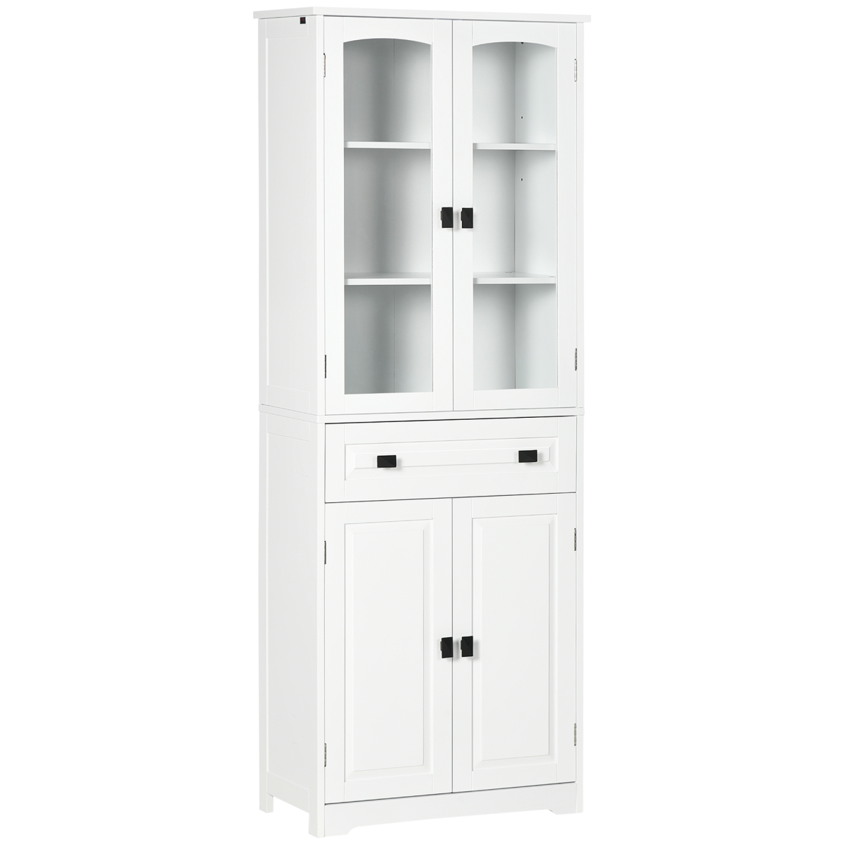 HOMCOM Kitchen Cupboard Storage Cabinet with Adjustable Shelves, Glass Door, 160cm