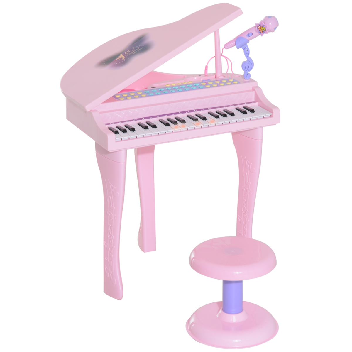 37 Key Musical Mini Piano Electronic Keyboard with Microphone and Stool, Pink