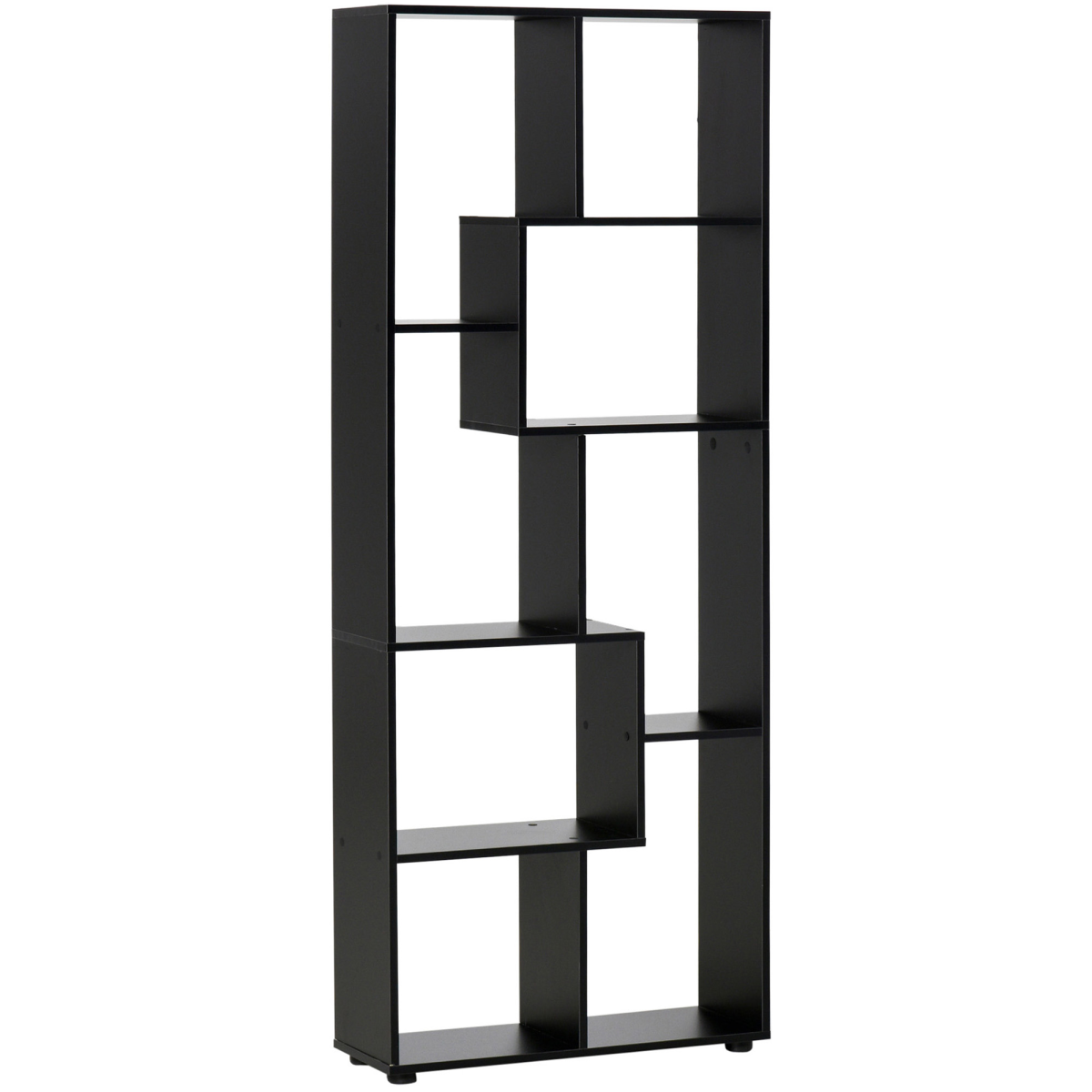 178cm 8-Shelf Bookcase w/ Melamine Surface, Foot Pads, Black, Multipurpose 8-Grid