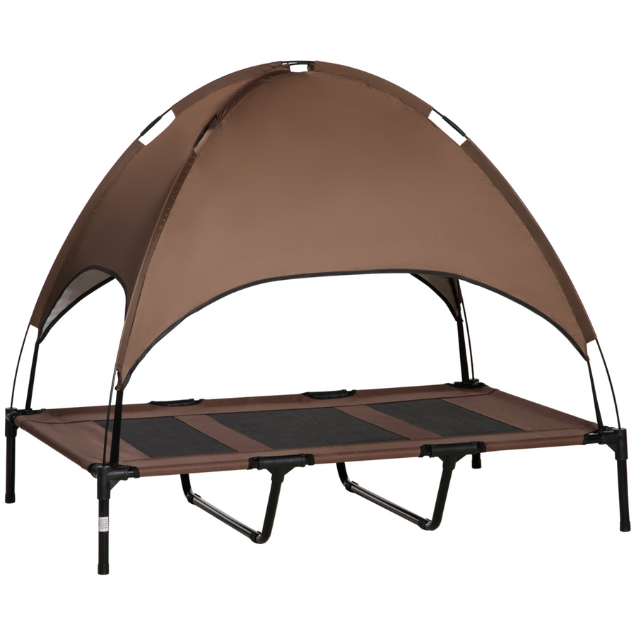 122 cm Elevated Pet Bed Dog Cot Tent with Canopy, Coffee