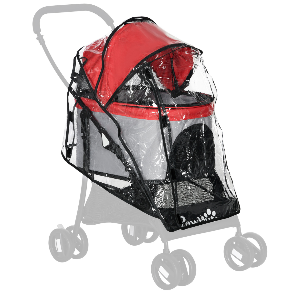 Dog Pram Rain Cover with Front and Rear Entry