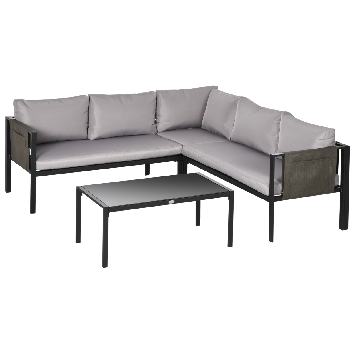 Outsunny 4 Piece Garden Furniture Set, Light Grey