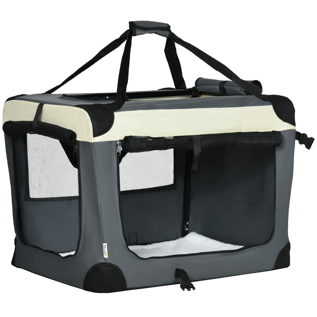 70cm Foldable Pet Carrier with Cushion for Cats and Miniature Dogs - Grey