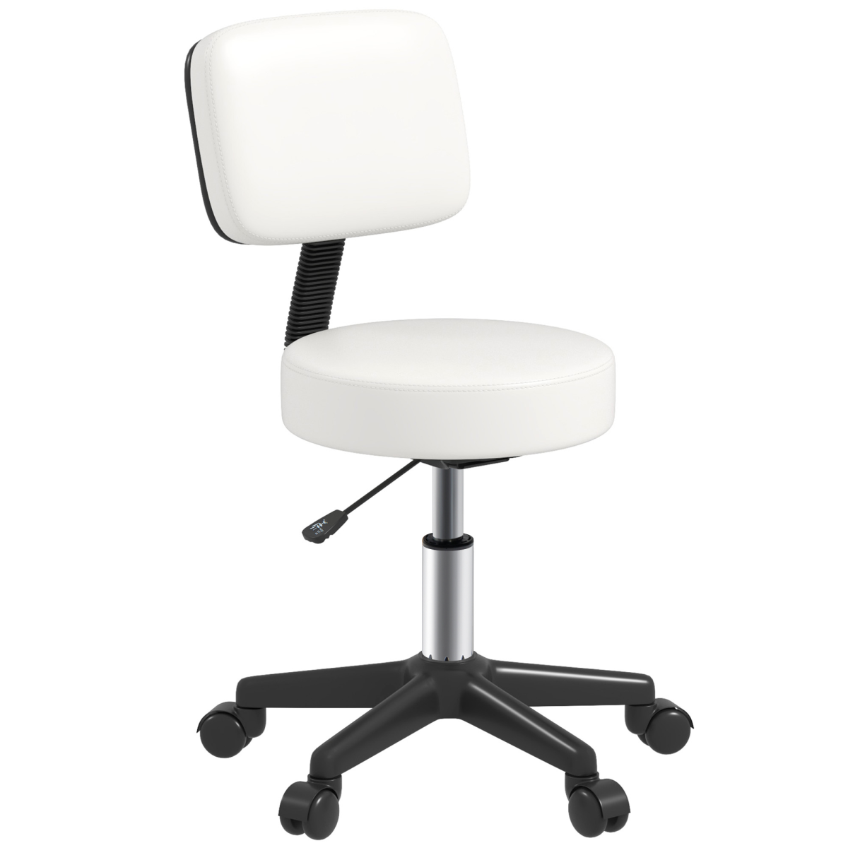 HOMCOM Adjustable Swivel Salon Chair with Padded Seat, High Back and 5 Wheels, White