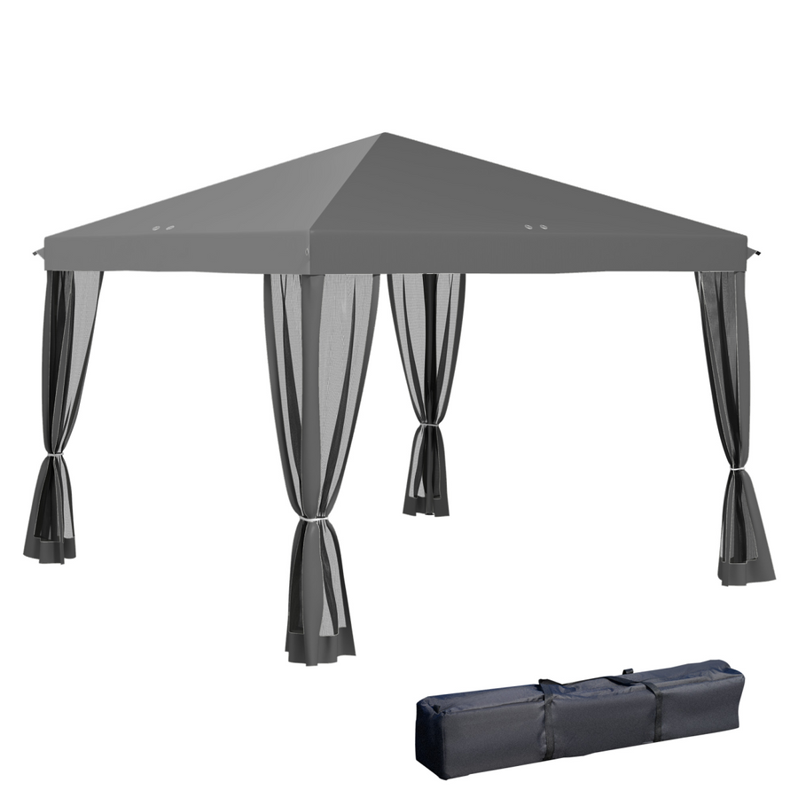 Outsunny Heavy Duty Pop Up Gazebo with Removable Mesh Sidewall Netting, Grey, 3 x 3m