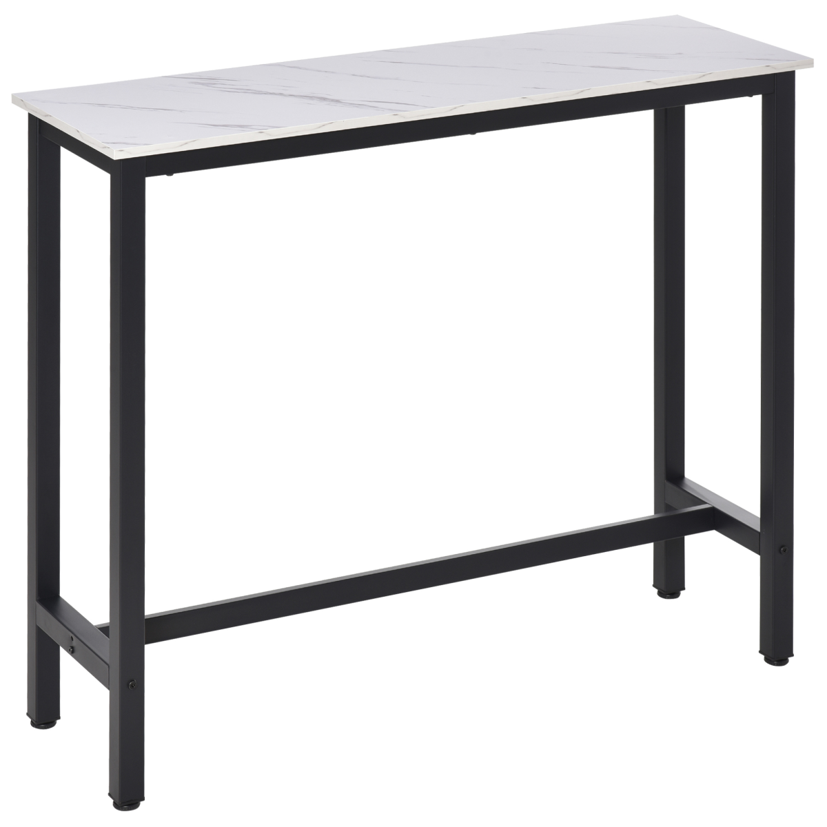 Bar Table Breakfast Dining Coffee Table with Adjustable Footpads, White & Black