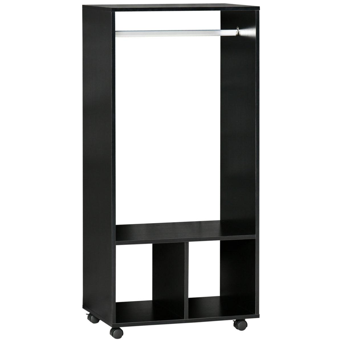 Open Wardrobe Clothes Rail with Shelves, Black