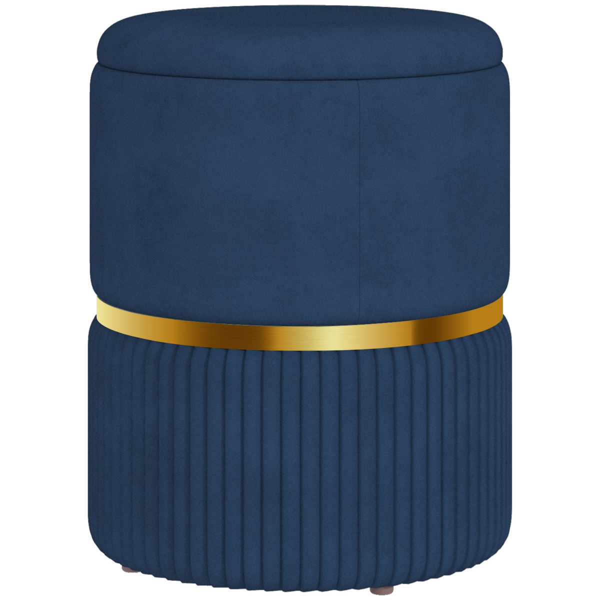 HOMCOM Round Pouffe Storage Footstool with Cushioned Top
