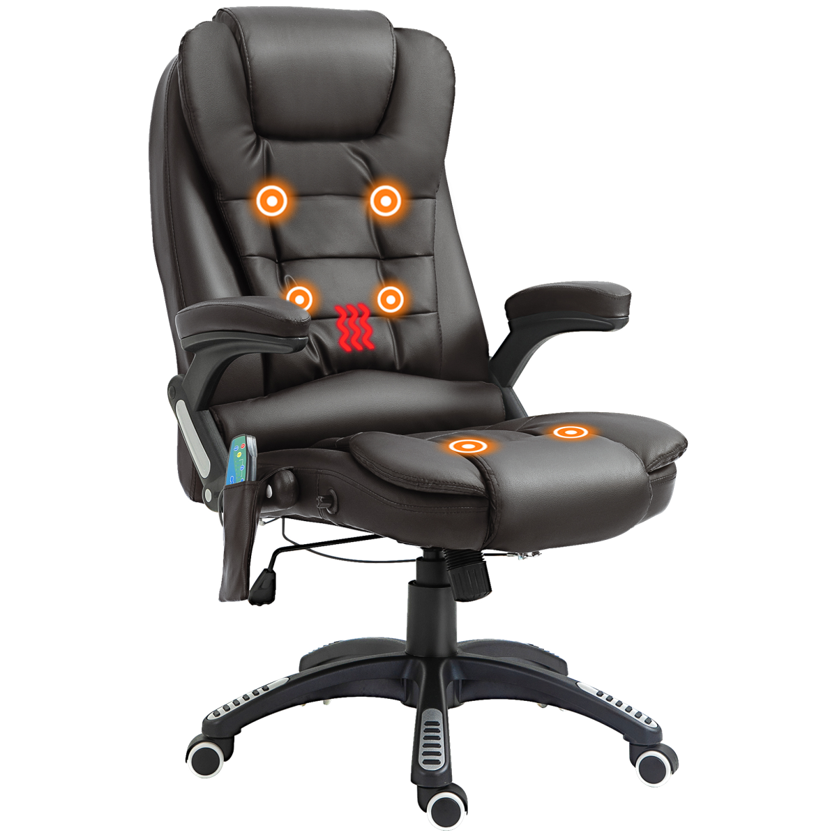 Executive Office Chair with Massage and Heat, PU Leather, Brown