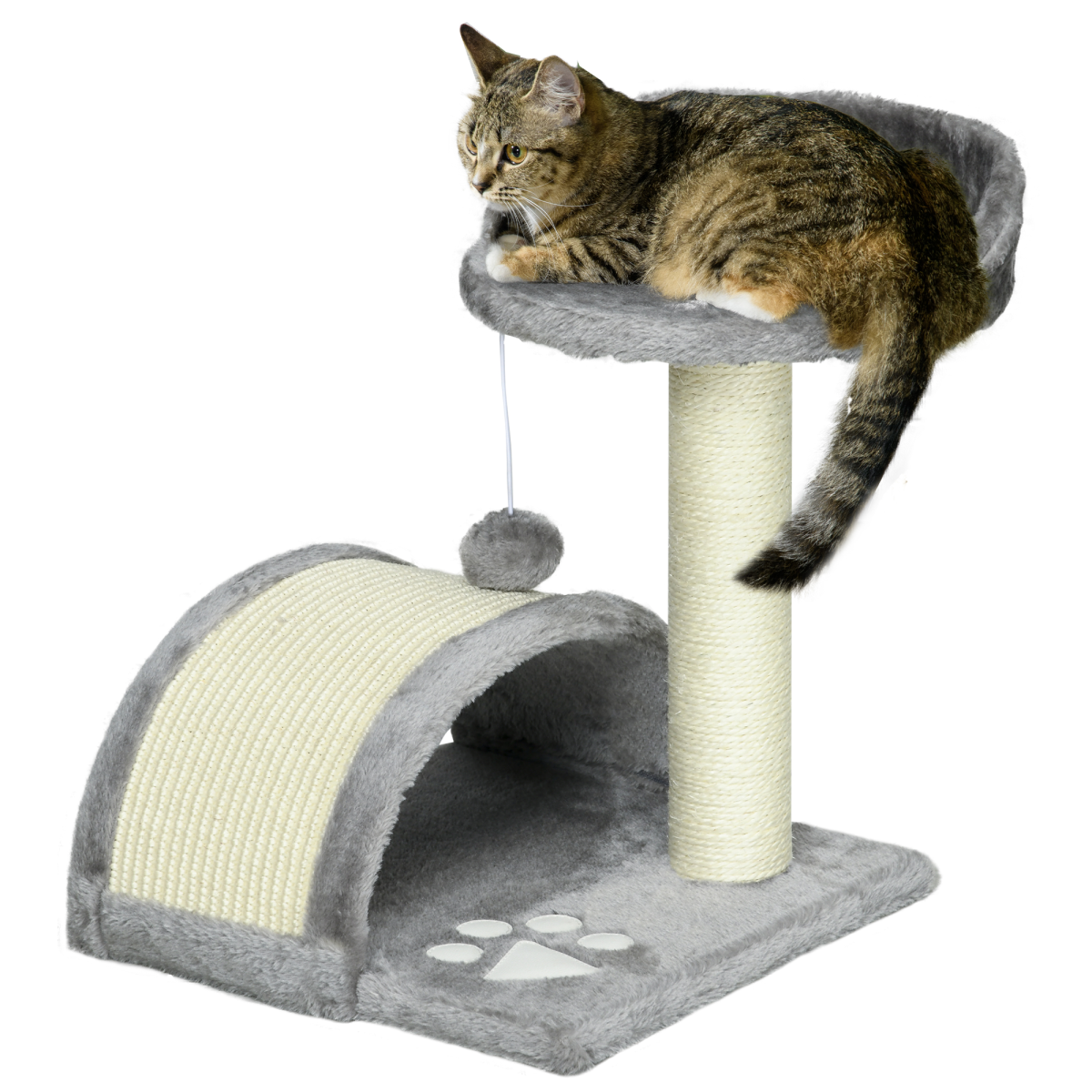 Cat Tree Kitten Scratcher Activity Centre with Sisal Scratching Post and Toy Ball