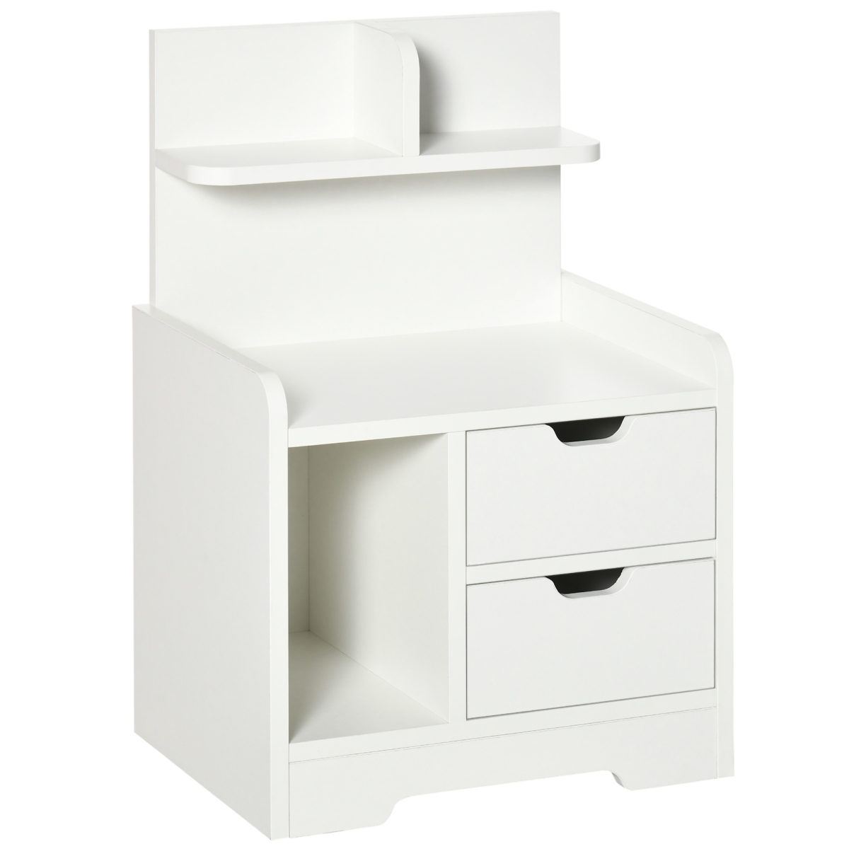 HOMCOM Modern Bedside Table with 2 Drawers and Storage Shelves
