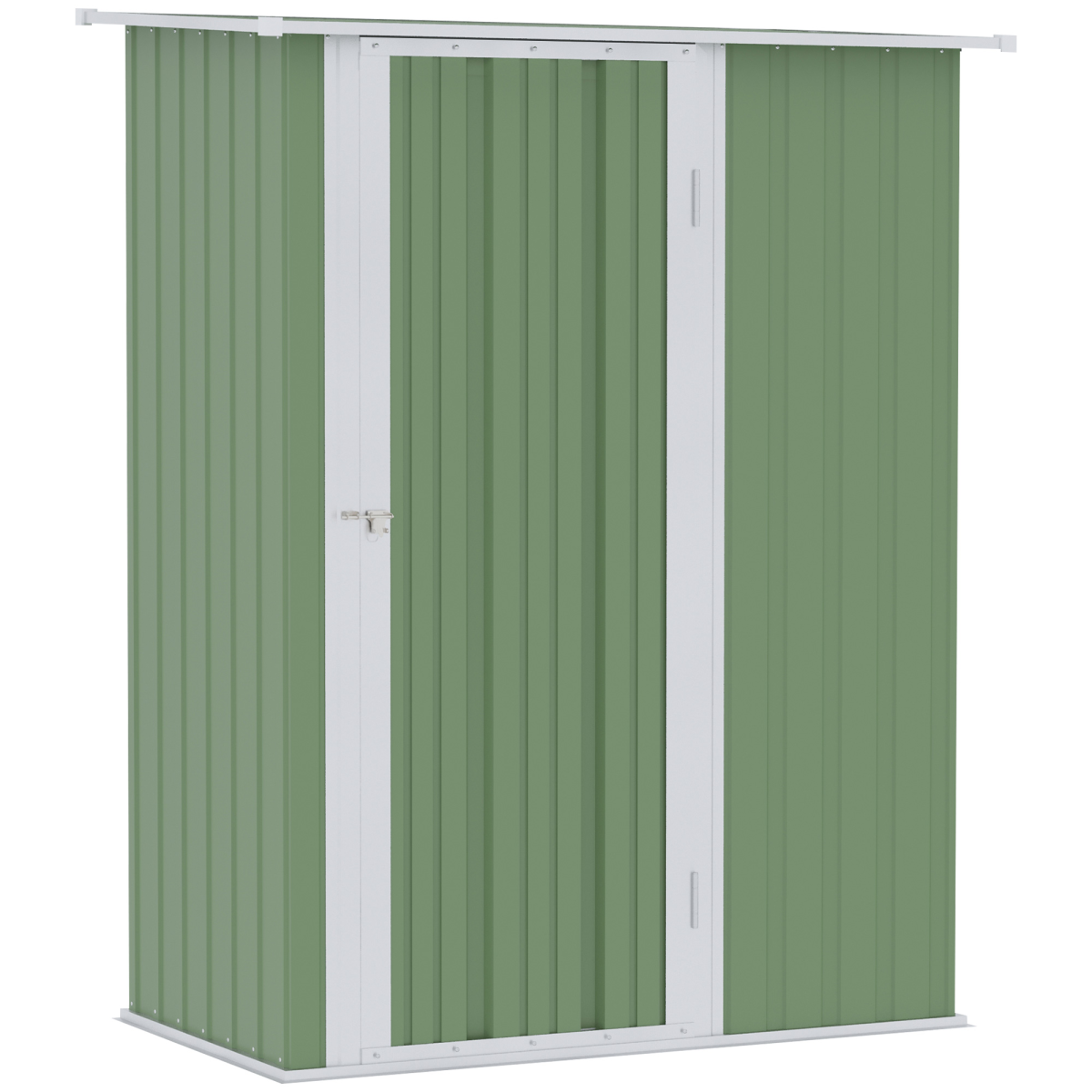 Garden Storage Shed, Sloped Roof, Lockable Door, Green, 142x84x189cm