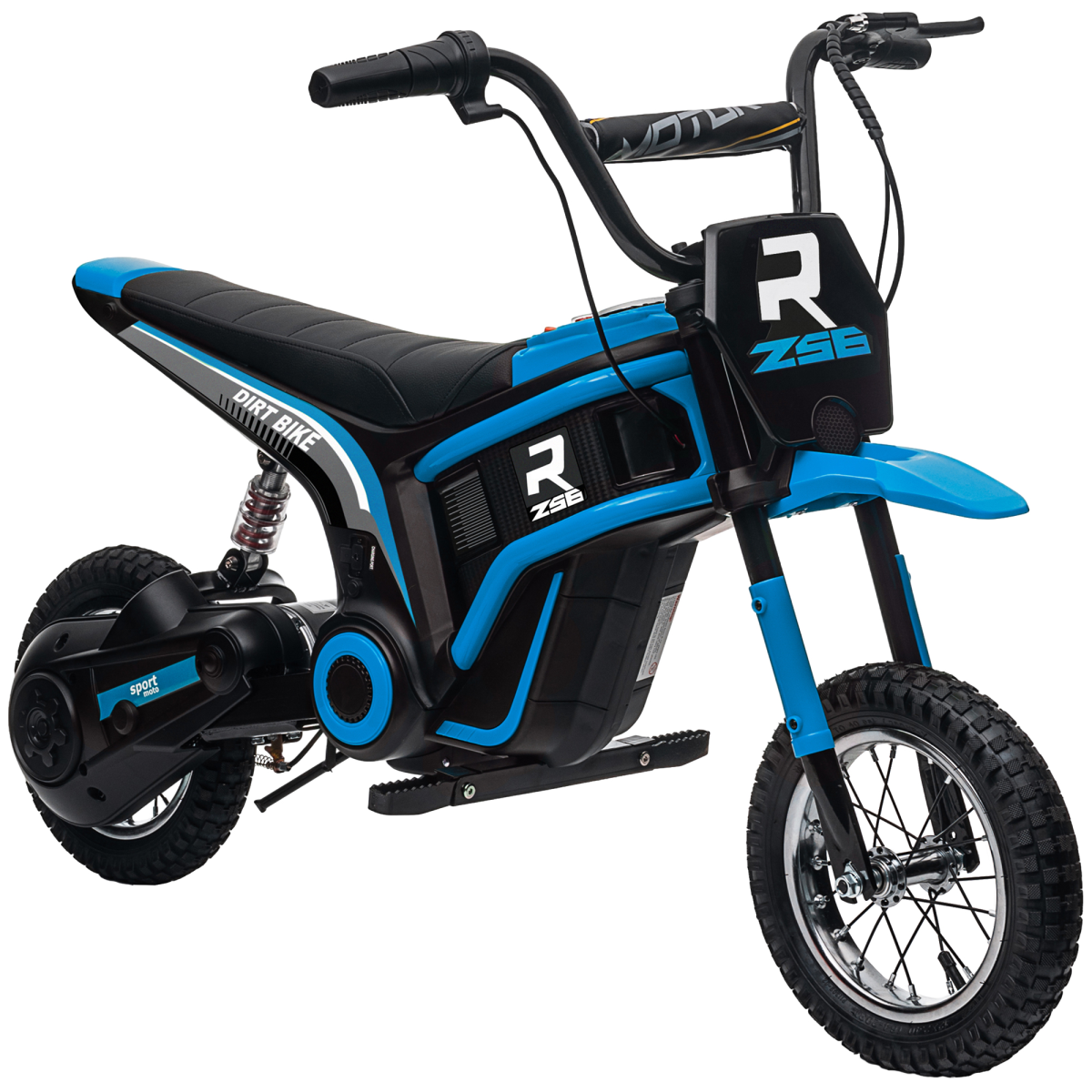 HOMCOM 24V Kids Electric Motorbike with Twist Grip Throttle, Music, Horn, Blue