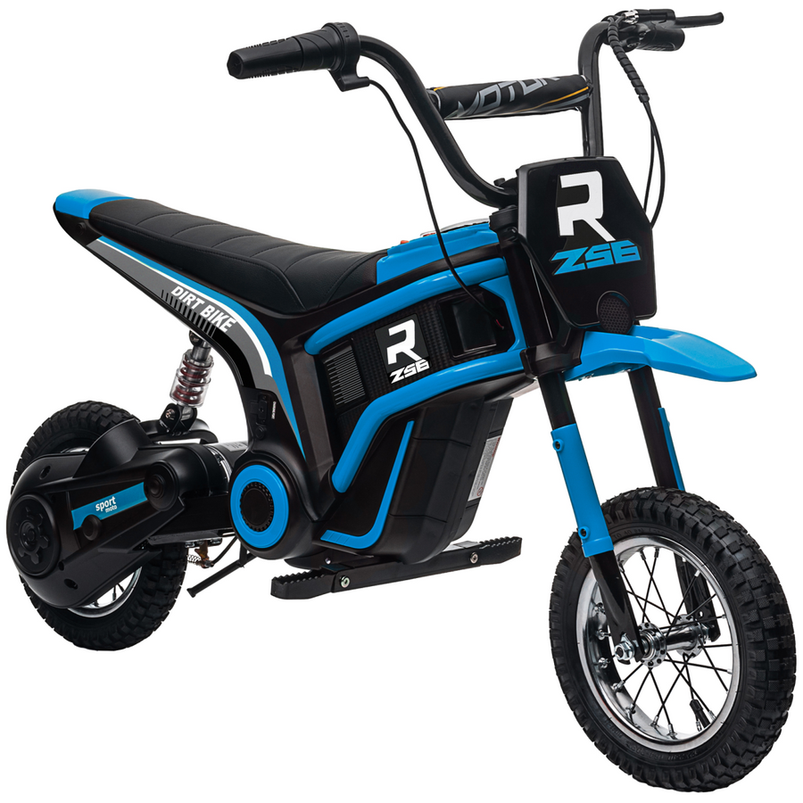 HOMCOM 24V Kids Electric Motorbike with Twist Grip Throttle, Music, Horn, Blue