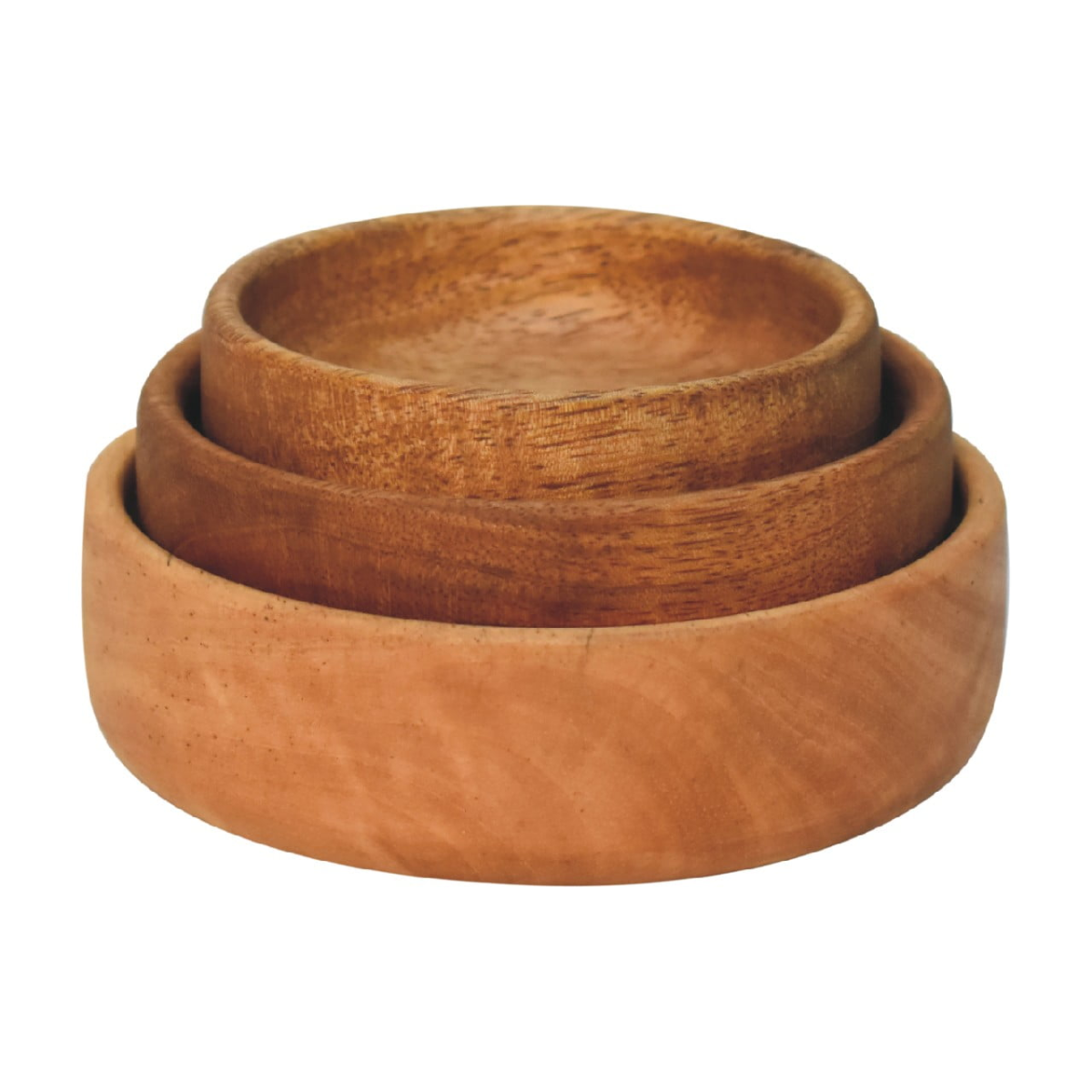 Artisan Furniture Solid Wood Solid Wood Fruit Bowl Set of 3, Brown Color