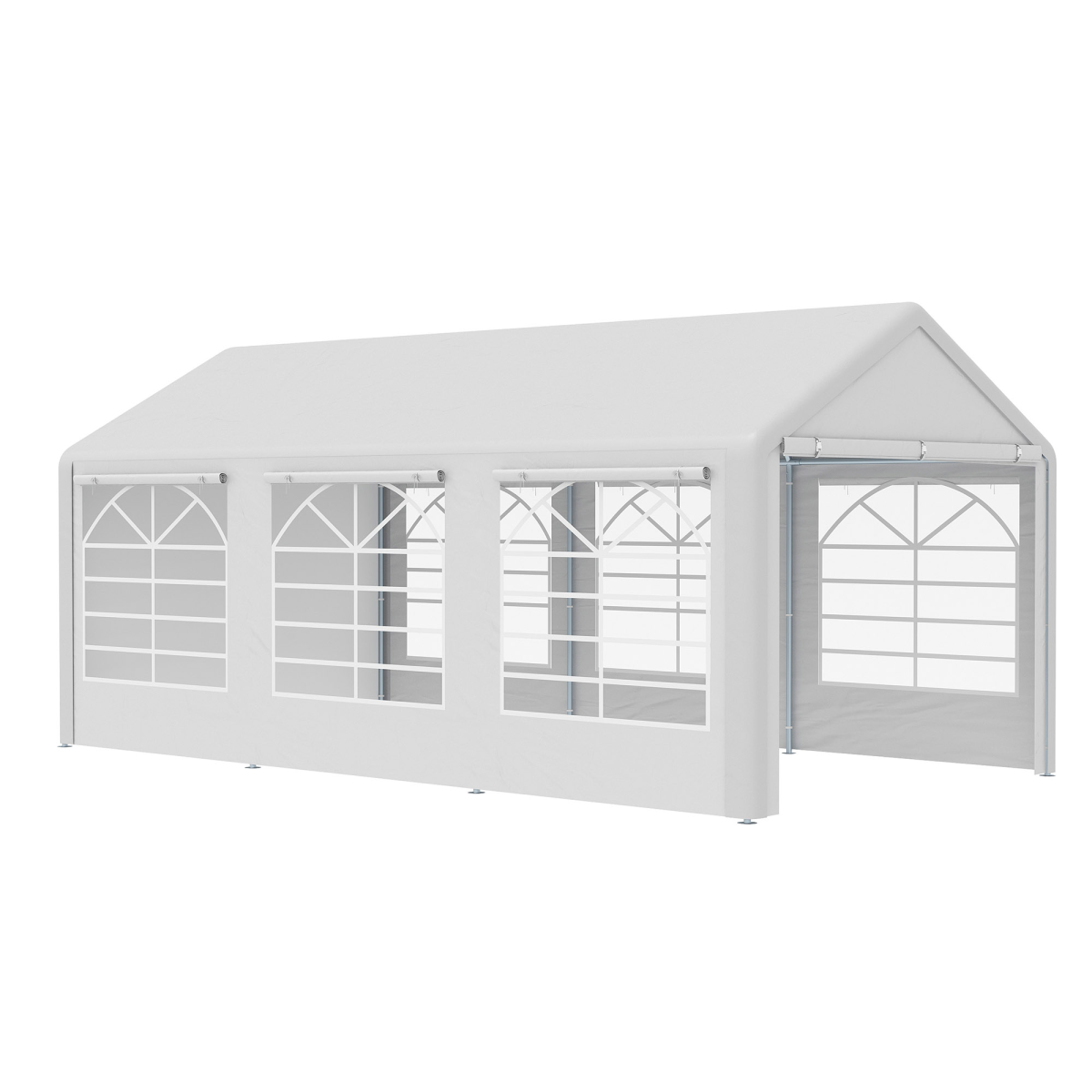 Outsunny 20 x 10 Car Tent Outdoor Car Canopy Shelter Water-Resistant Sidewall White