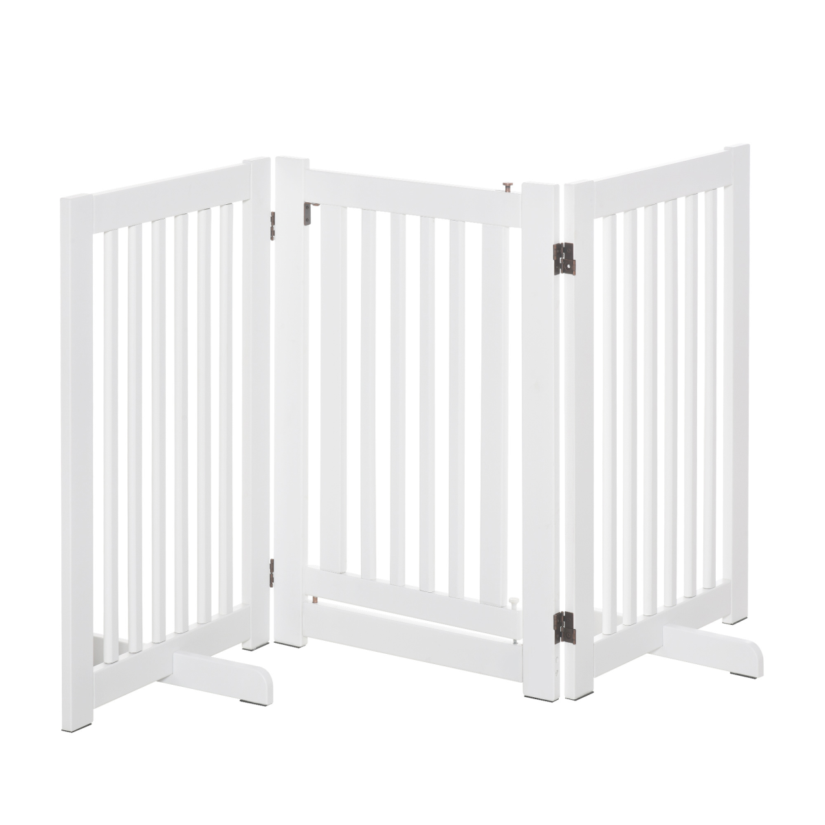 MDF Dog Gate Step Over Panel Fence Expandable Folding with Latch and Support Feet White