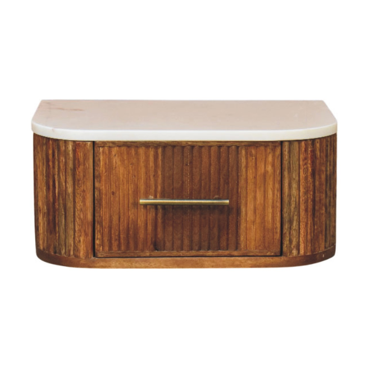 Artisan Furniture Solid Wood Beaumont Wall-Mounted Bedside, 1 Drawer, Brown & White