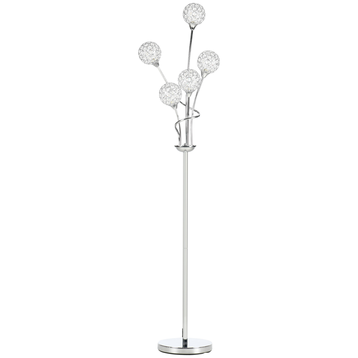 K9 Crystal Floor Lamp, 5 Light Upright Standing Lamp, Silver