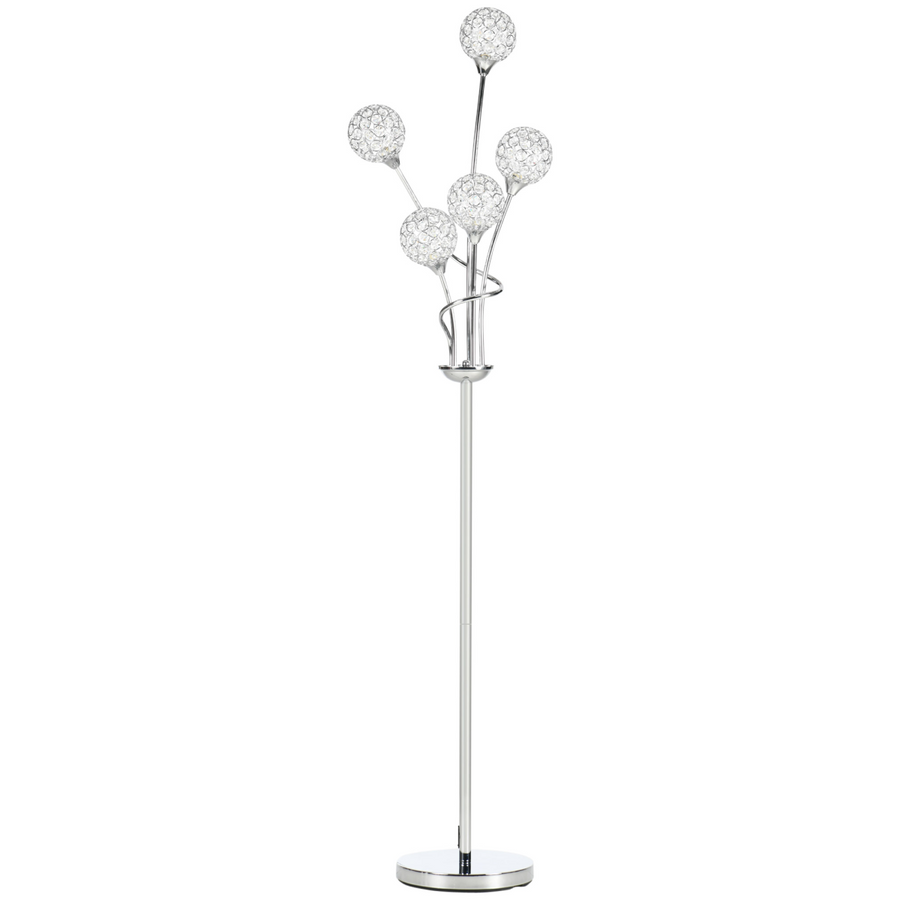 K9 Crystal Floor Lamp, 5 Light Upright Standing Lamp, Silver